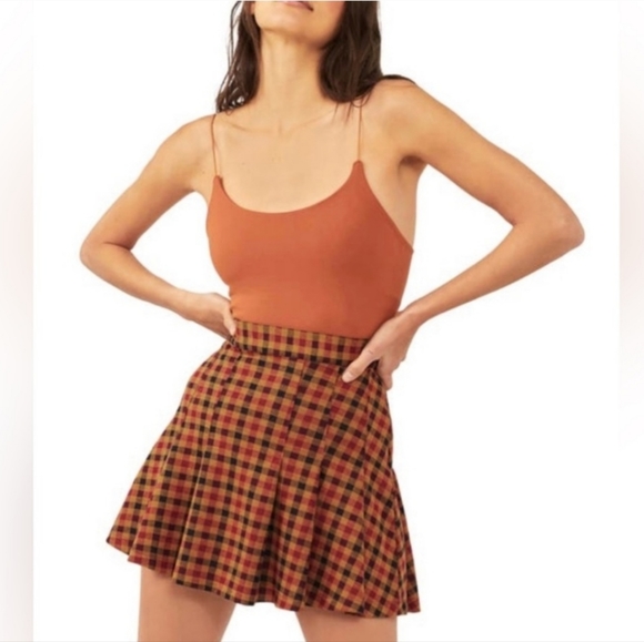 🆕 Free People Honey Plaid High Rise Heavy Fabric Skirt. NWT - Picture 2 of 9